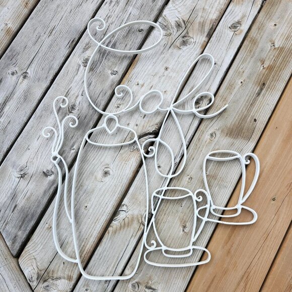 VINTAGE WROUGHT IRON "CAFE" Sign Large White Paint Tea Party Whimsical - Picture 2 of 3